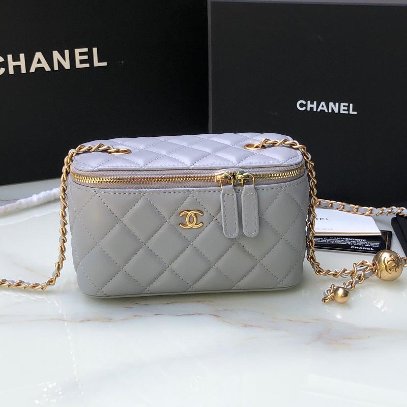 Chanel Chain Package AP2303 Sheepskin Gold Ball Light Grey